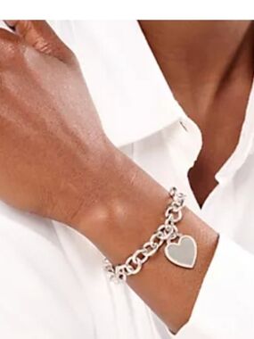 Silver Heart Charm Link Bracelet - Women Jewelry